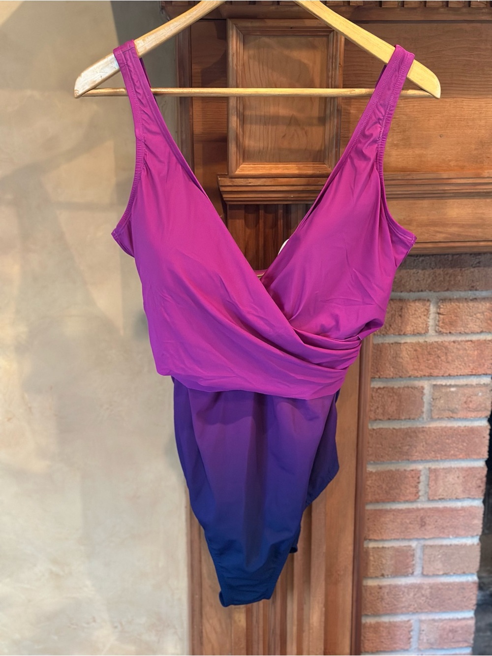 Lands' End Womens SlenderSuit Wrap One Piece Swimsuit